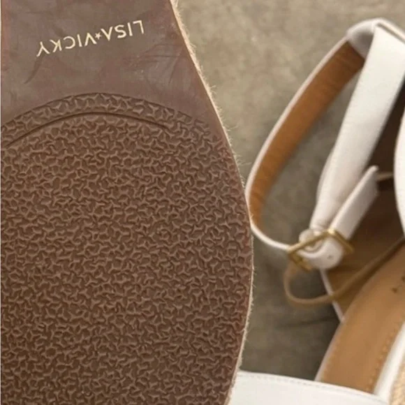 Women's White Wedge Sandals - Picture 3 of 5